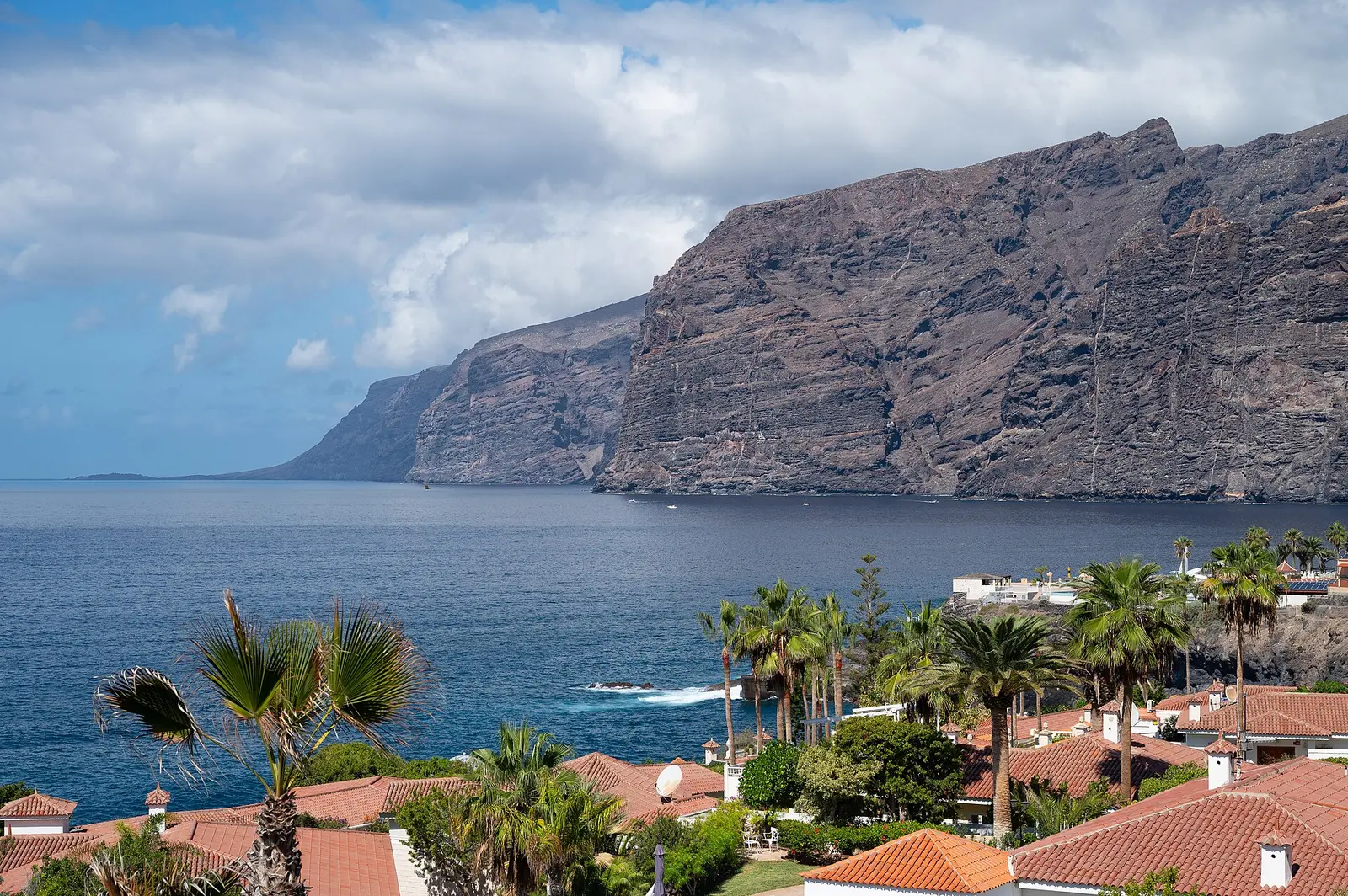 Los Gigantes, with the cliffs behind the town and the Atlantic in front